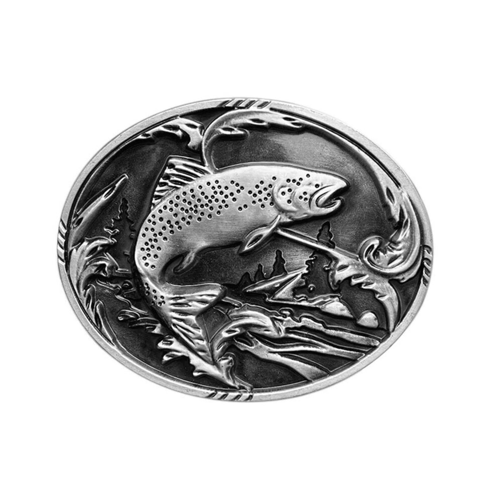 6553 Western Belt Buckles , Funny Fishing Oval Rodeo Cowboy Belt Buckle